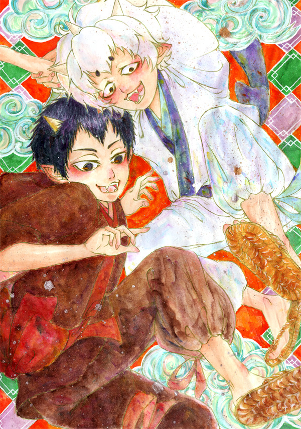 唐瓜と茄子がジャンプする