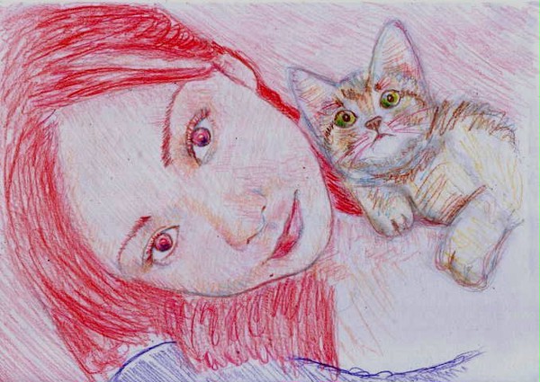 猫と美人図
