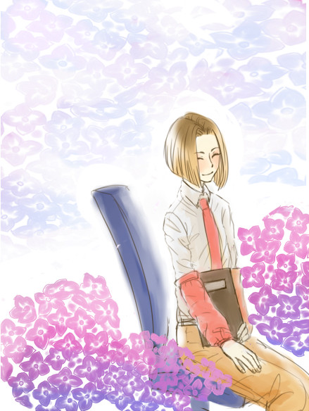 あじさいと滝さん