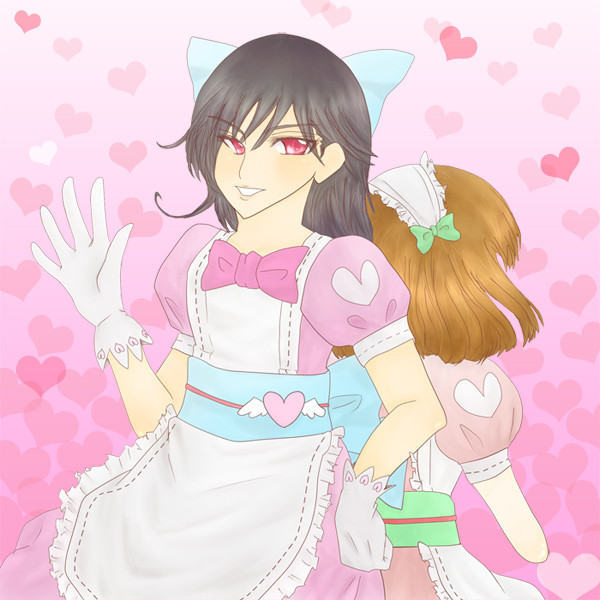 ピンクメイドちゃんズ落書き4コマ【ピンクちゃん顔だし】