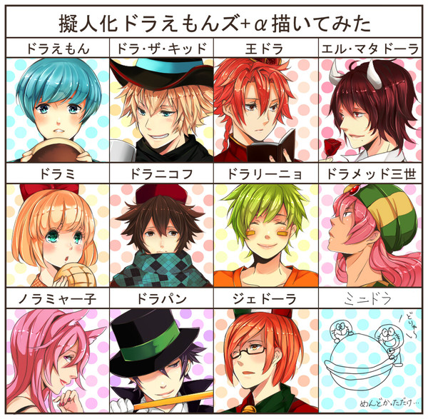 ドラえもんズ擬人化＋らくがき