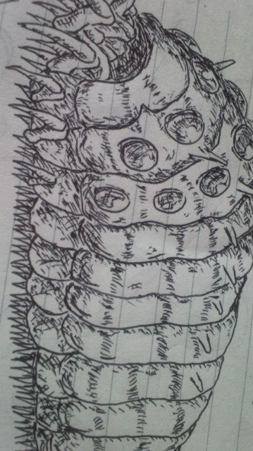 自由張に描いた王蟲