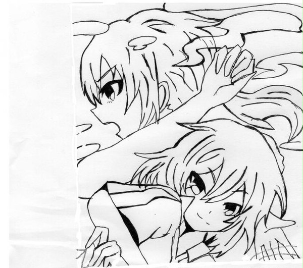 ボールペンで蘭丸とマサキを描いてみた((初投稿