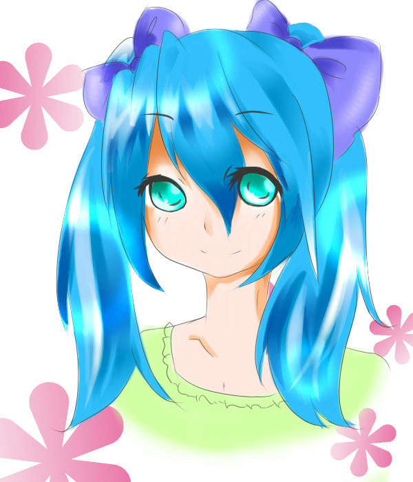 落書きの青髪ツインテ( *｀ω´)