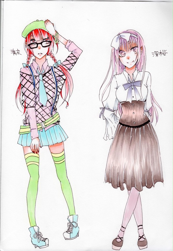 【伊邪那岐】おにゃのこ描いてみた【璃衣&深桜】