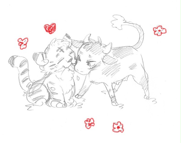 トラの坊ちゃんと牛のカイジ