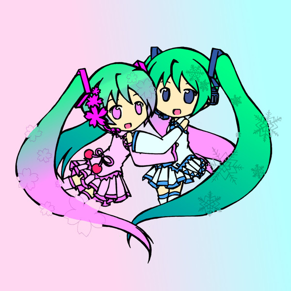 【塗らせていただきました】桜ミクと雪ミク