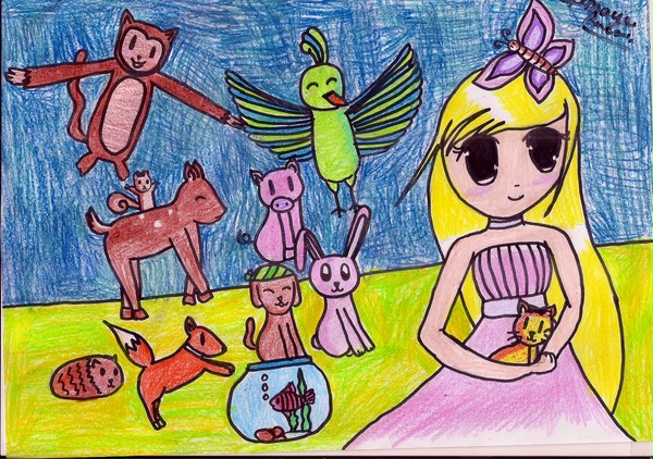animal charming girl