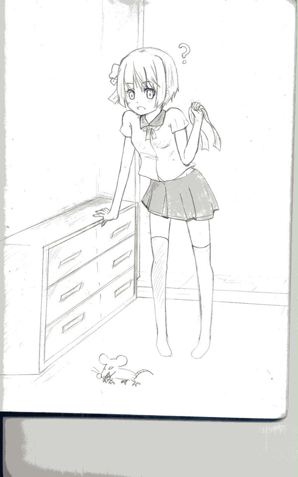 短髮娘線稿