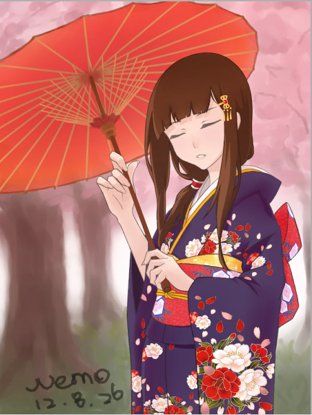 红伞下