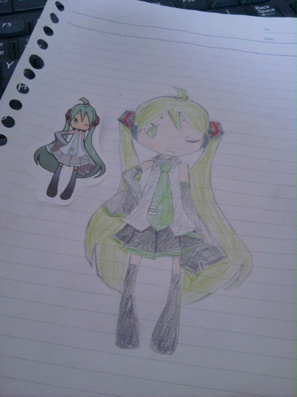 友達と描いたミク