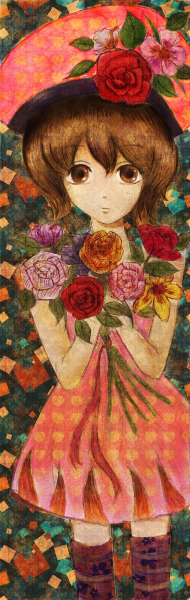 女の子と花