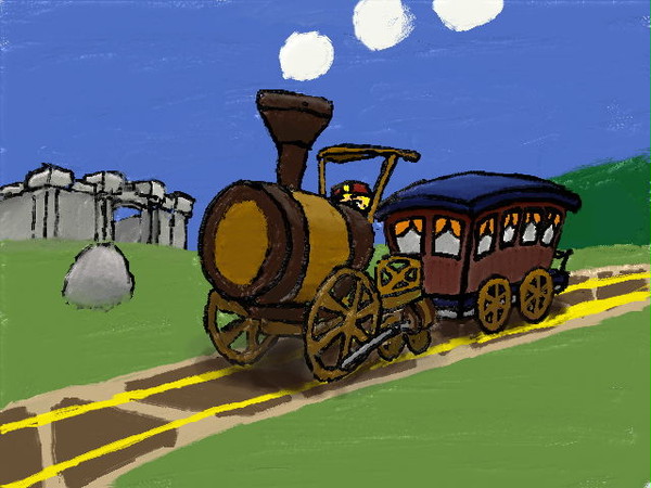 新 絵心教室で描いてみた 木製の機関車 その2