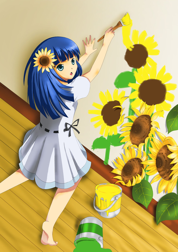 ひまわり描き描き