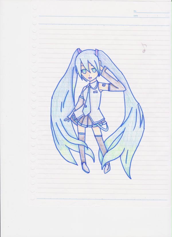 初音ミク（笑）　色鉛筆画