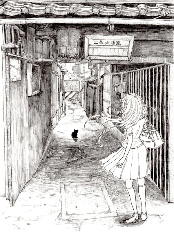 黒猫と少女