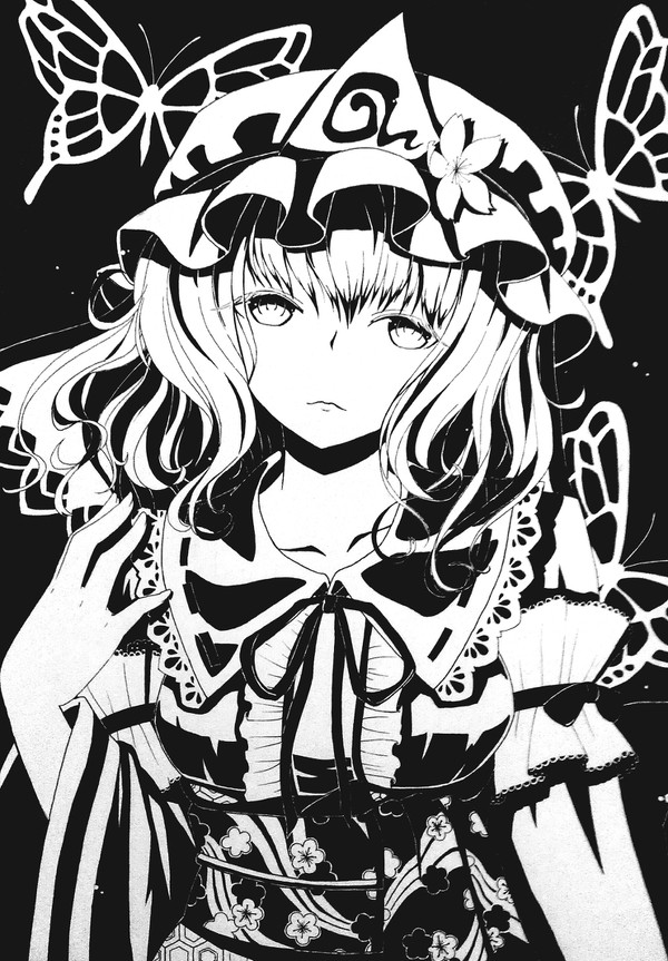【手畫】幽幽子と蝶