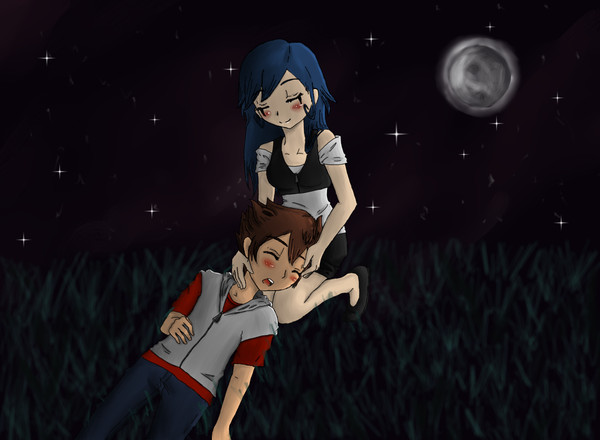 Under a starry sky