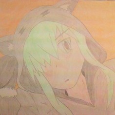 暇だから描いてみたシリーズ（アナログ）その１「猫耳フードのキド」