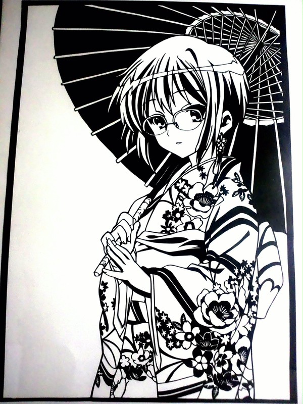 【切り絵】和服の消失長門