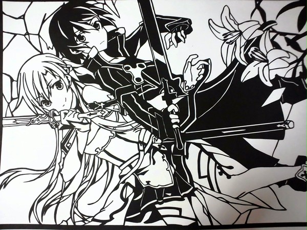 【切り絵】ソードアートオンライン キリト&アスナ
