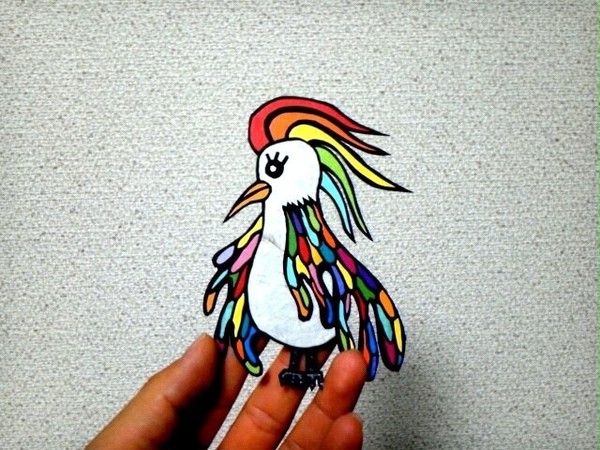 手持ち切り絵"にわとり？"