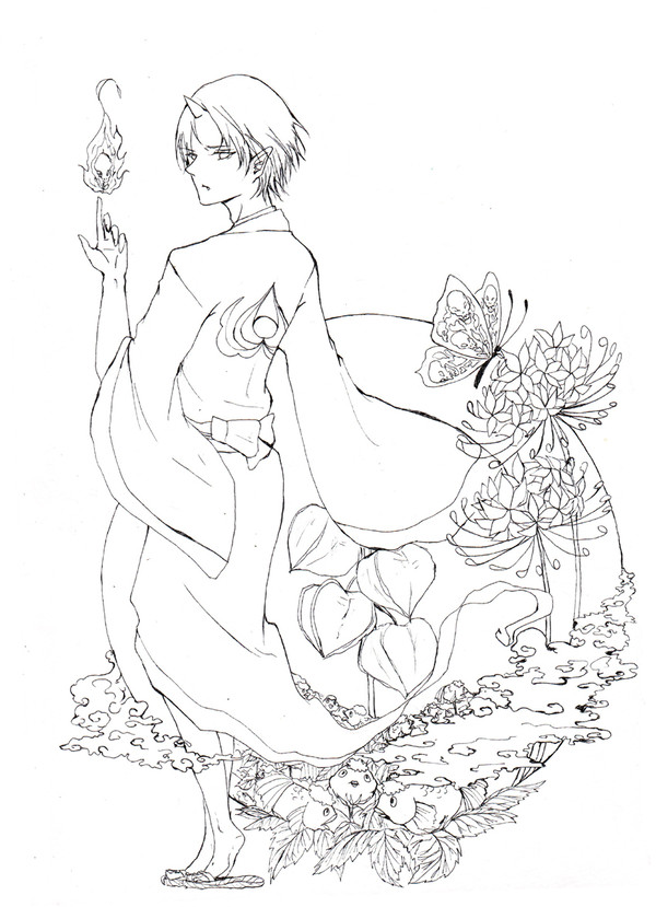 【線画】鬼灯様