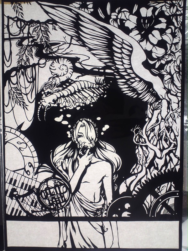 「溺レル」【切り絵】