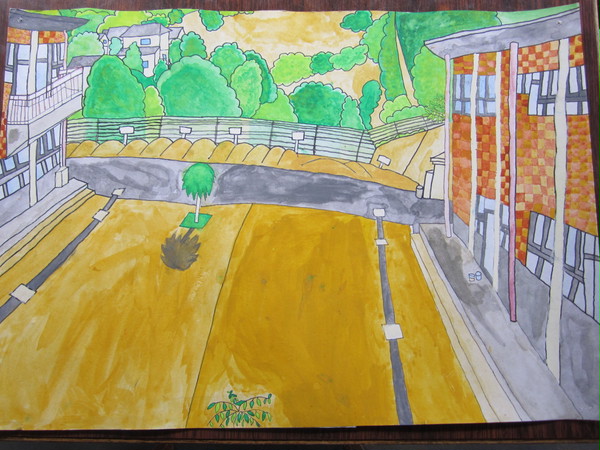 小６の時に描いた小学校の中庭
