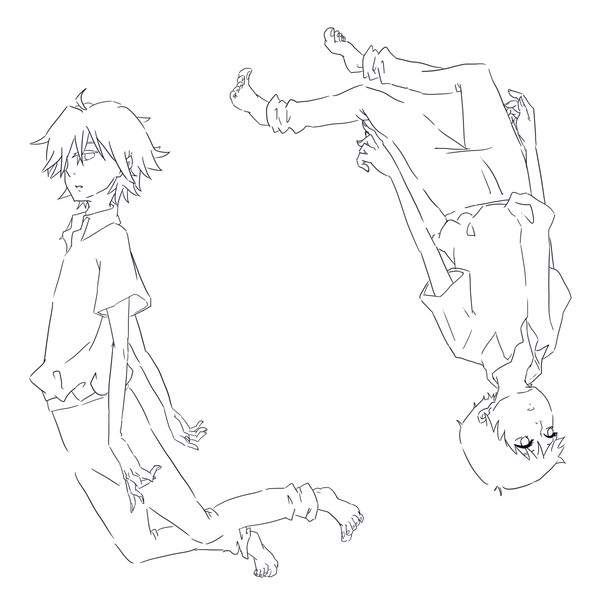 カヲルとシンジ　線画