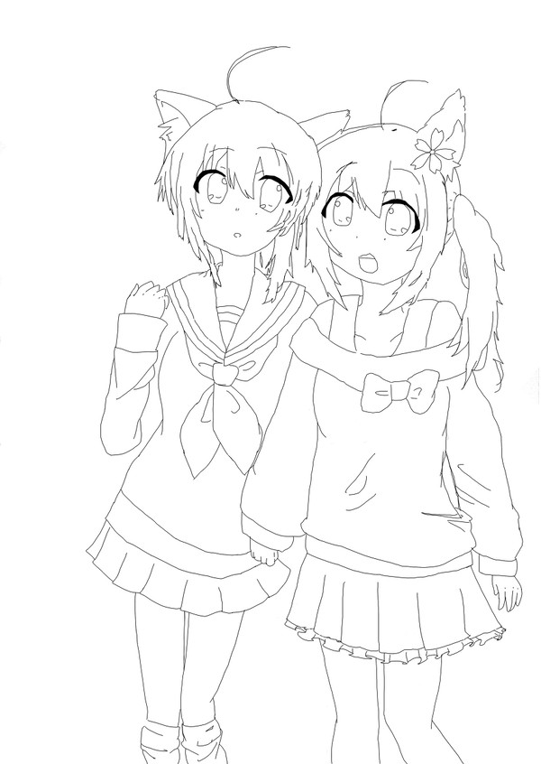 オリキャラ　線画
