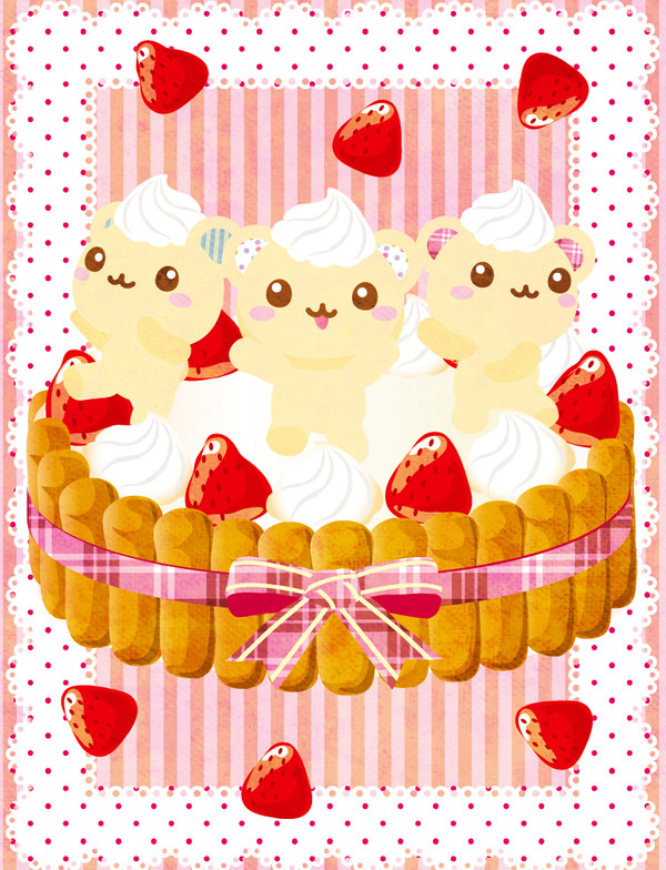 イチゴケーキとくま