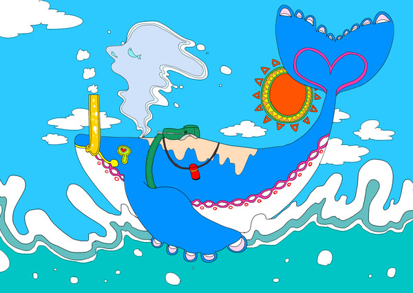 丘に上がったクジラ
