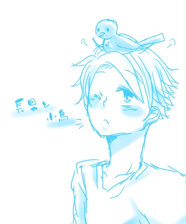 長男と小鳥。