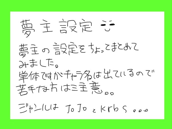 夢主設定【注意！】