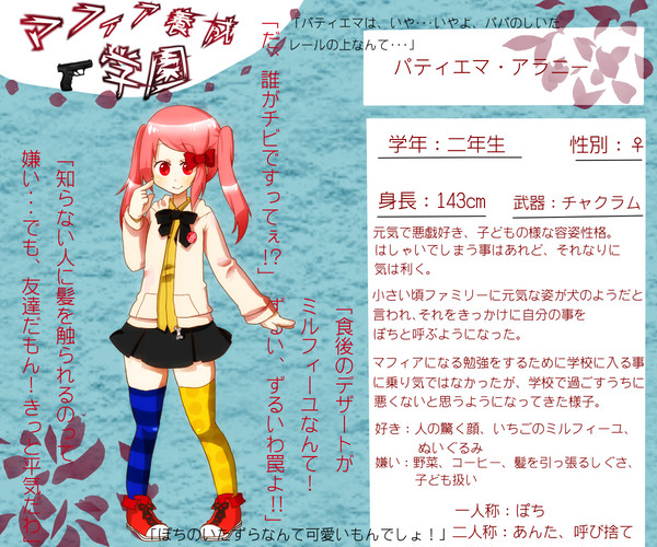 【マフィア養成学園】パティエマ・アラニー【キャラシ】
