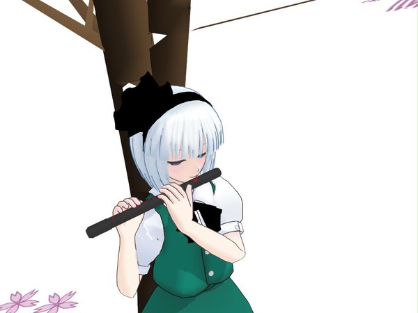 笛と桜と妖夢