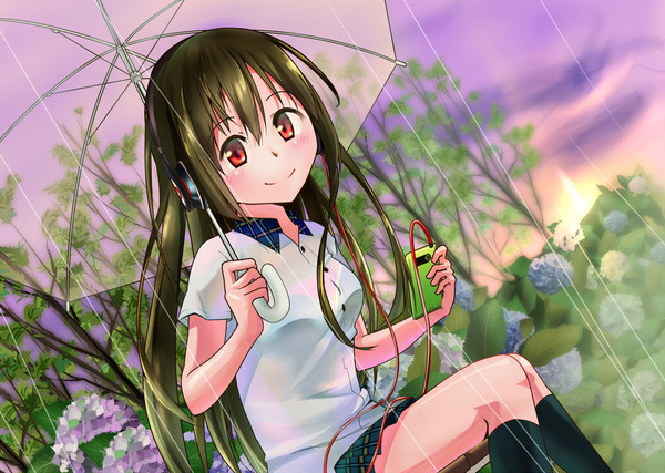 紫陽花と傘とへどほん娘