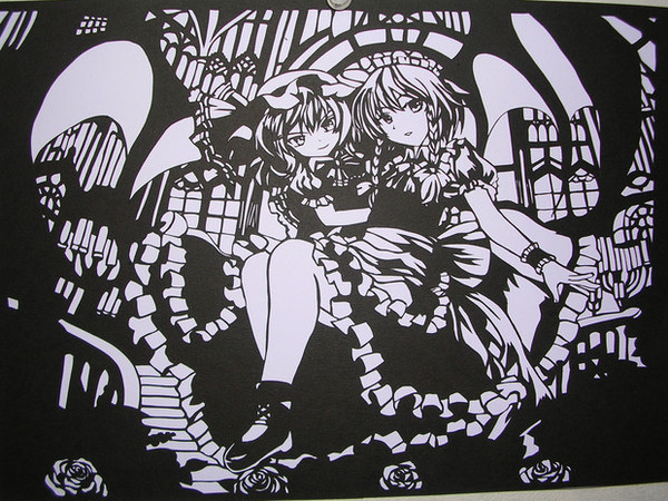 切り絵　レミリア＆咲夜