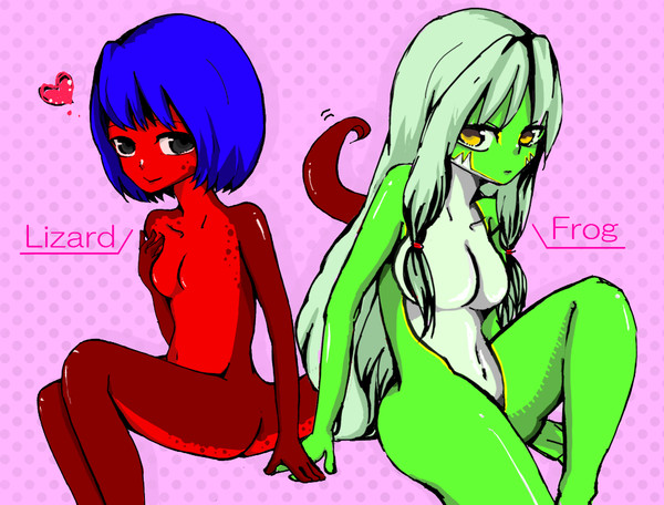 蛙娘さんと蜥蜴娘さん。
