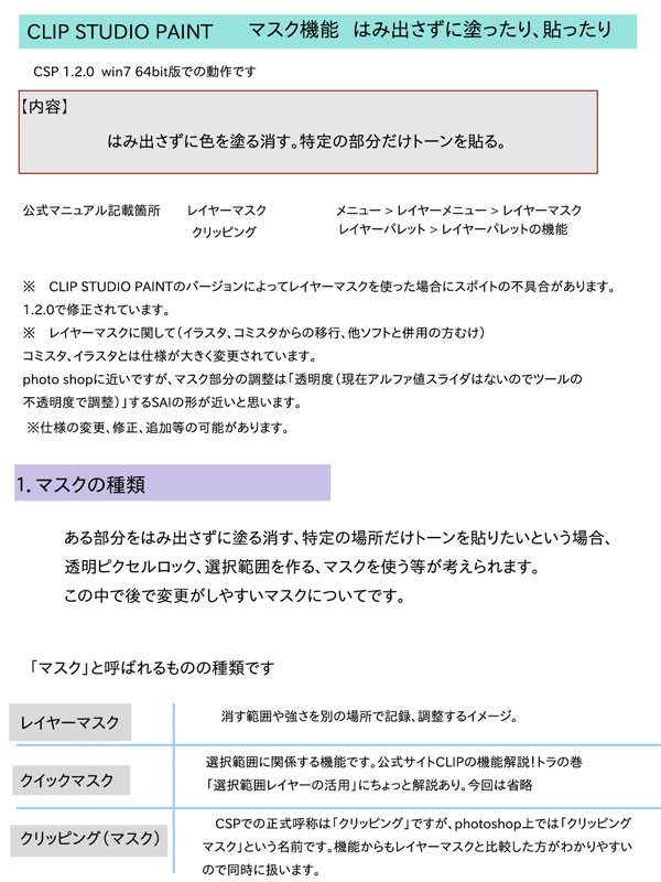 CLIPSTUDIOPAINT マスク機能