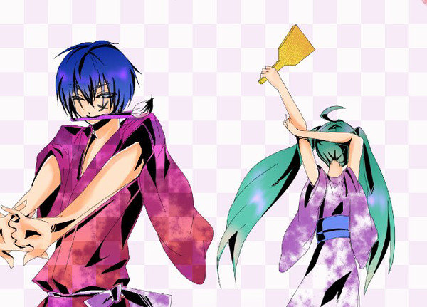 あけおめなKAITOとミク