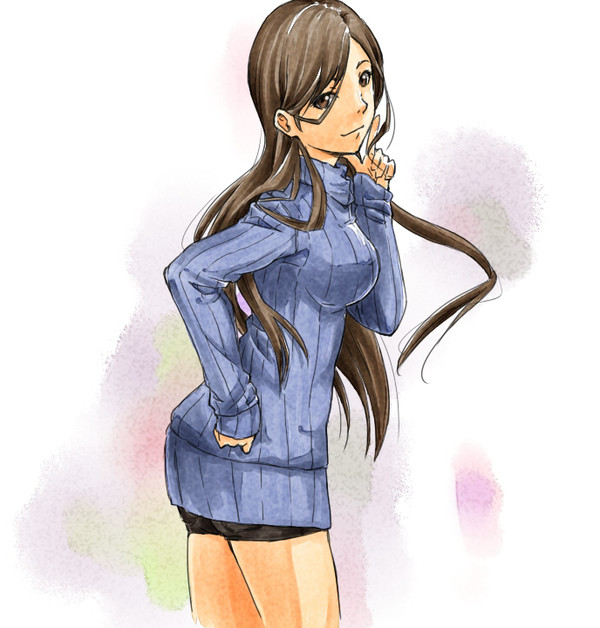 お題：冬服の女性