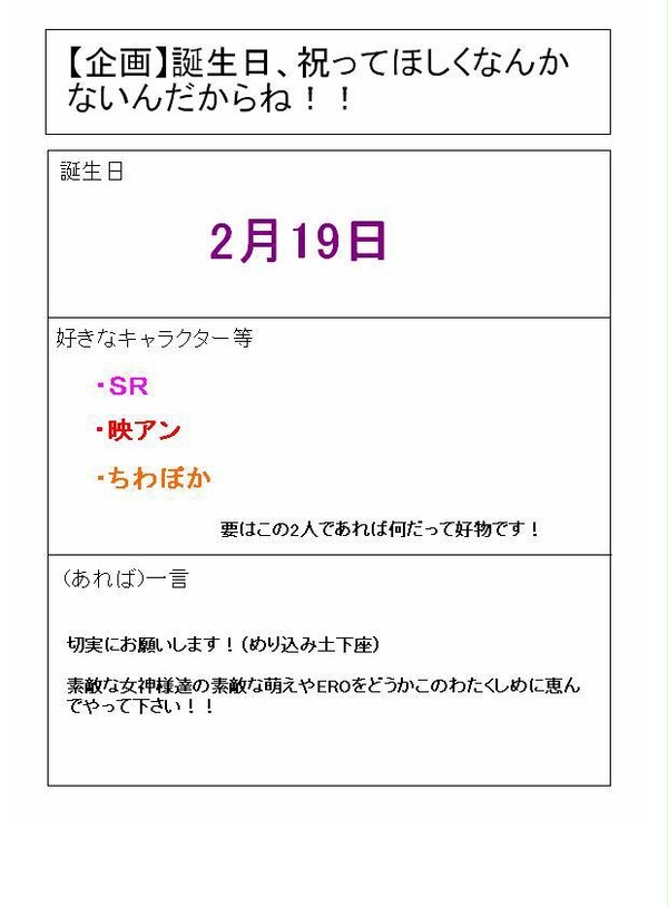 祝ってほしいのです…
