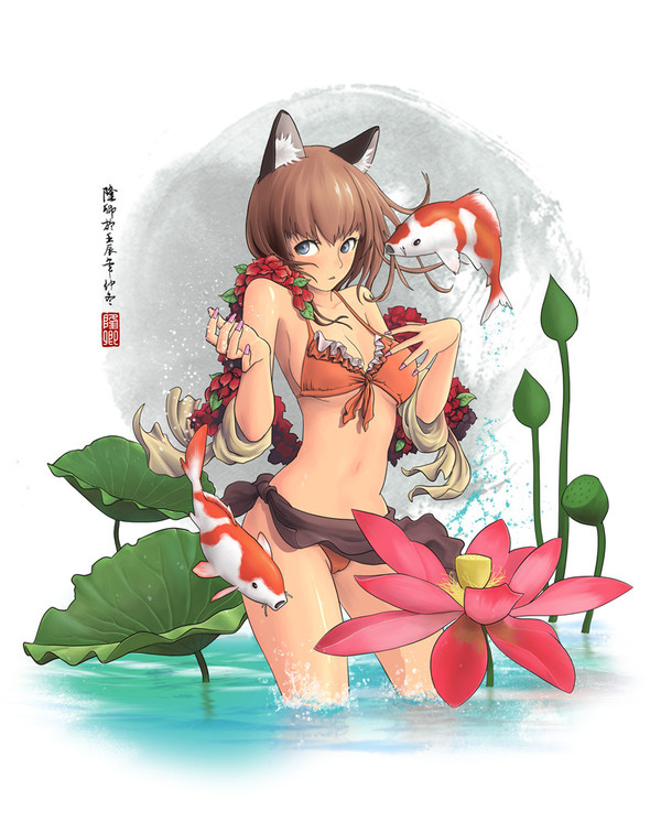 猫娘戏水