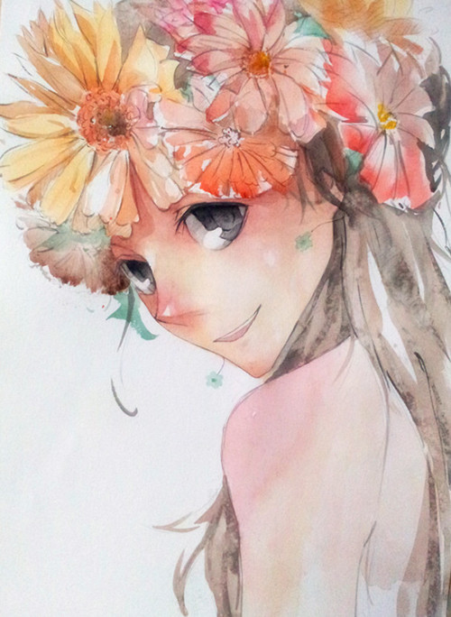 带花环的少女