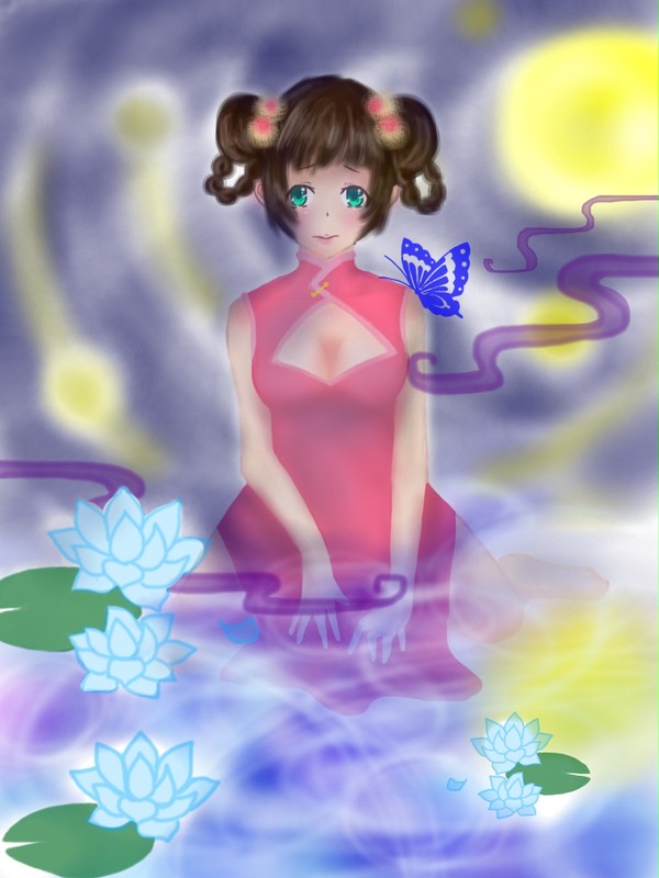 チャイナ服と水蓮