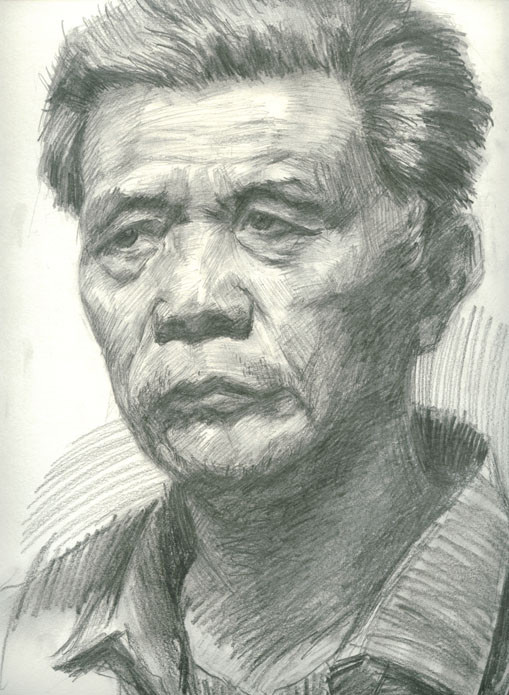 素描 老人