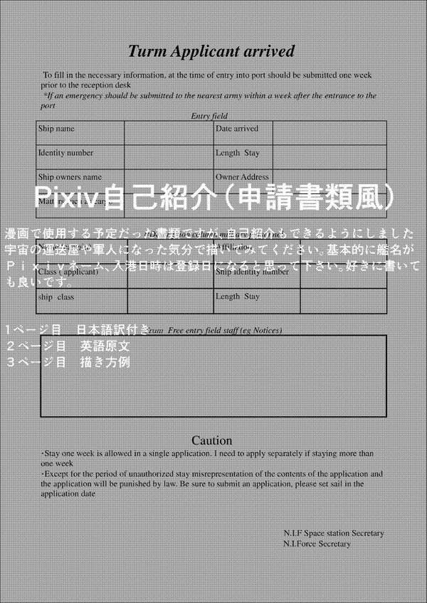 Ｐｉｘｉｖ自己紹介申請書類風（トゥルム入港申請書）