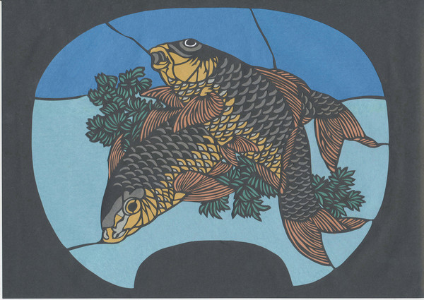 切り絵『鯉』（葛飾北斎作浮世絵アレンジ）